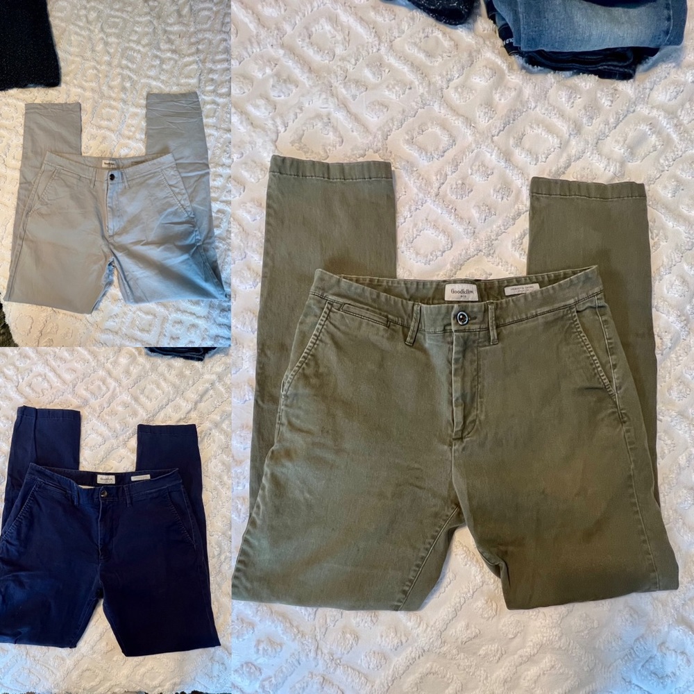 Bundle of 3 Good Fellow (Target) Men’s Chino Pants. Athletic taper fit. 34 x 34